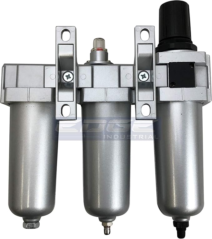 3 STAGE, HEAVY DUTY INDUSTRIAL GRADE FILTER REGULATOR COALESCING DESICCANT DRYER SYSTEM FOR COMPRESSED AIR LINES, METAL BOWLS, GREAT FOR PAINT SPRAY AND PLASMA CUTTER (1/2" NPT, AUTO DRAIN)