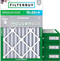 Filterbuy 16x20x4 Air Filter MERV 8 Essential Dust & Allergy Defense (4-Pack), Electrostatic Pleated HVAC AC Furnace Filters Replacement, Made in USA (Actual Size: 15.50 x 19.50 x 3.63)