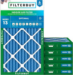 Filterbuy 12x24x2 Air Filter MERV 13 Optimal Smoke & Allergy Defense (6-Pack), Electrostatic Pleated HVAC AC Furnace Filters Replacement, Made in USA (Actual Size: 11.38 x 23.38 x 1.75)