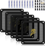 Dust Filter PC 140mm for Computer Cooler Fan/PSU/Routers Computer Fan Filter Grills PVC 50 Mesh, Magnetic Frame PC Cooler Filter Dustproof Mesh (PVC, 140 * 140mm, 5pcs, Black)