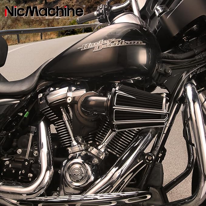 Big Sucker cone Air filter intake for harley air Cleaner Sportster Softail fatboy heritage dyna touring street road king Glide (Gauge style -Black, Type C : Touring 08-16, Softail 16-17)