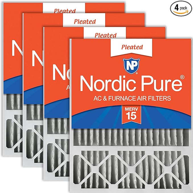 Nordic Pure 20x25x5 (Actual Size: 19 7/8 x 24 7/8 x 4 3/8) Honeywell/Lennox Replacement MERV 15 Air Filters 4 Pack