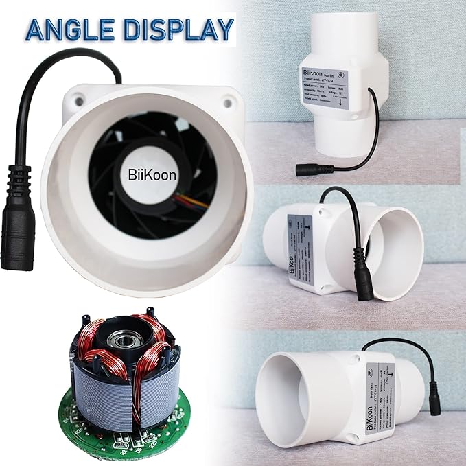 3 Inch Inline Duct Fan 53 Cfm Extractor Fan 12V Plastic Blower Air Exhaust Diffuser Fans for Carbon Filter Vents Grow Tents Basements (Color : NO Adjustable Speed, Size : 14w)
