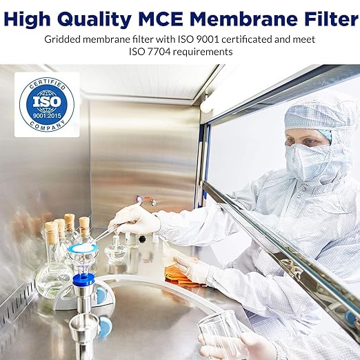 Membrane Solutions MCE Gridded Membrane Filter, Mixed Cellulose Esters Membrane Filter, Sterile Individual Pack Membrane Disc Filter, Diameter: 47 mm, Pore Size: 0.45 um, (200 Pack)