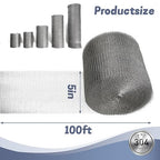 5" X 100 ft 304 Stainless Steel Mesh, Wire Mesh for Plants, Hole Fill Fabric Gap Blocker, Double Layer Metal Mesh Roll, Flexible Stretchy for Garden House and DIY (C-5" X 100 ft)