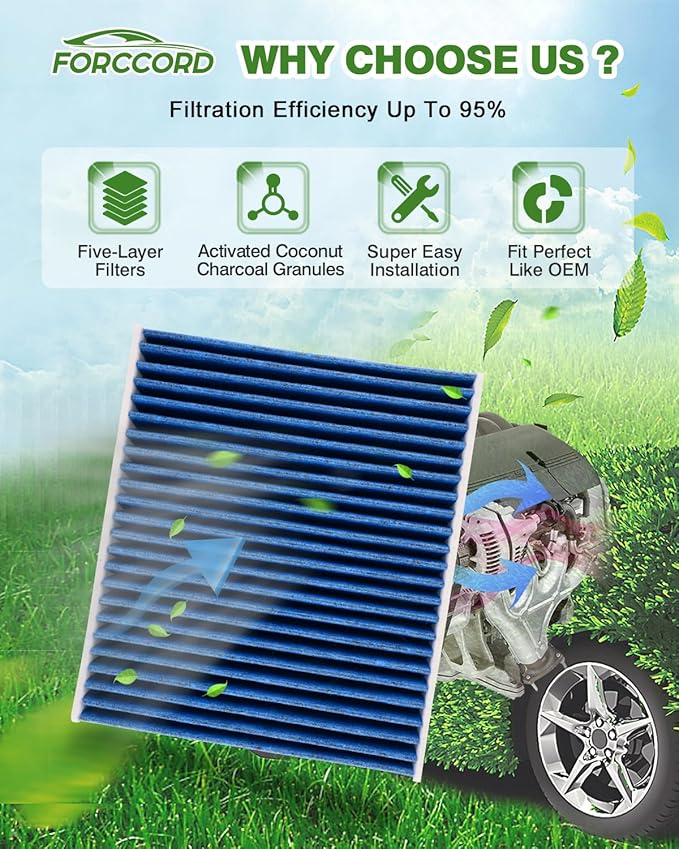 Cabin & Engine Air Filter Combo Fit for Traverse 2009-2017, Acadia 2007-2016, Limited 2017, Enclave 2008-2017, Outlook 2007-2010 Carbon Cabin Filter Replace#CF11663 CA10110 Car Accessories