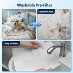 PR1 Replacement Filter for Mooka PR1 Air Purifier for Home Large Room up to 2200sq.ft, 2 Pack 3-in-1 HEPA Activated Carbon, with 4Pcs Washable Filter for Pets, PM 2.5, Yellow