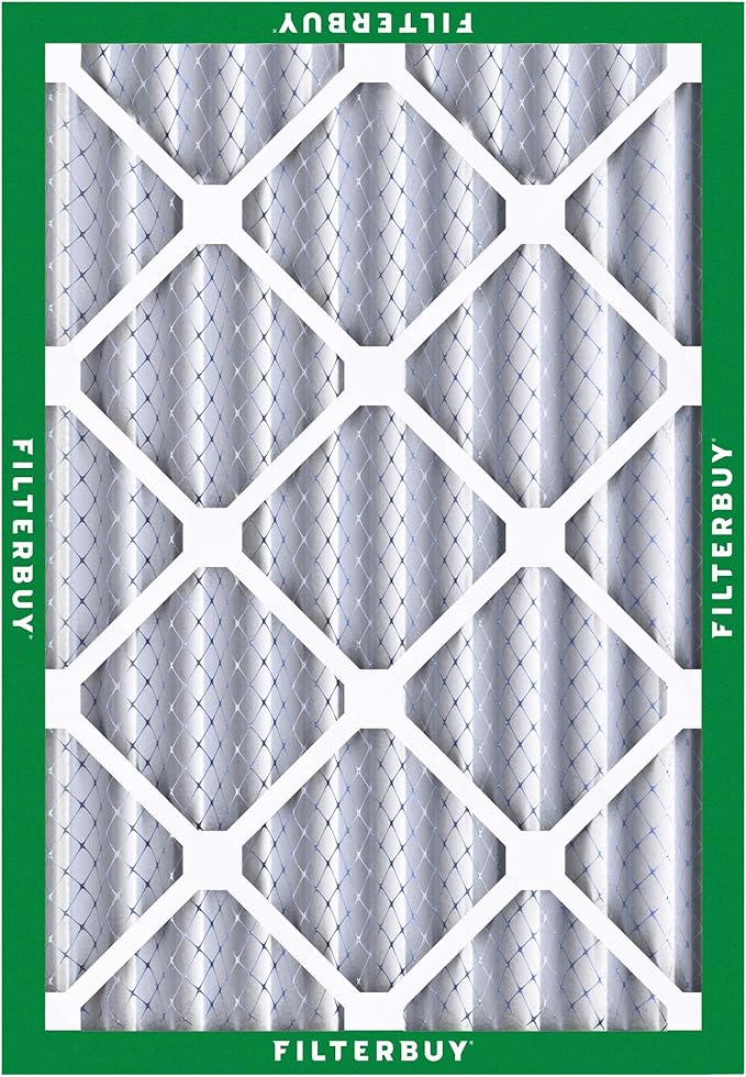 Filterbuy 16x18x4 Air Filter MERV 8 Essential Dust & Allergy Defense (2-Pack), Electrostatic Pleated HVAC AC Furnace Filters Replacement, Made in USA (Actual Size: 16.00 x 18.00 x 3.63)