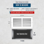 Fits 14x10 Duct Opening | Steel Return Air Grille by Handua | Vent Cover Grill for Sidewall and Ceiling | White | HVAC Cold Air Intake Grille | Outer Dimensions: 15.75"W X 11.75"