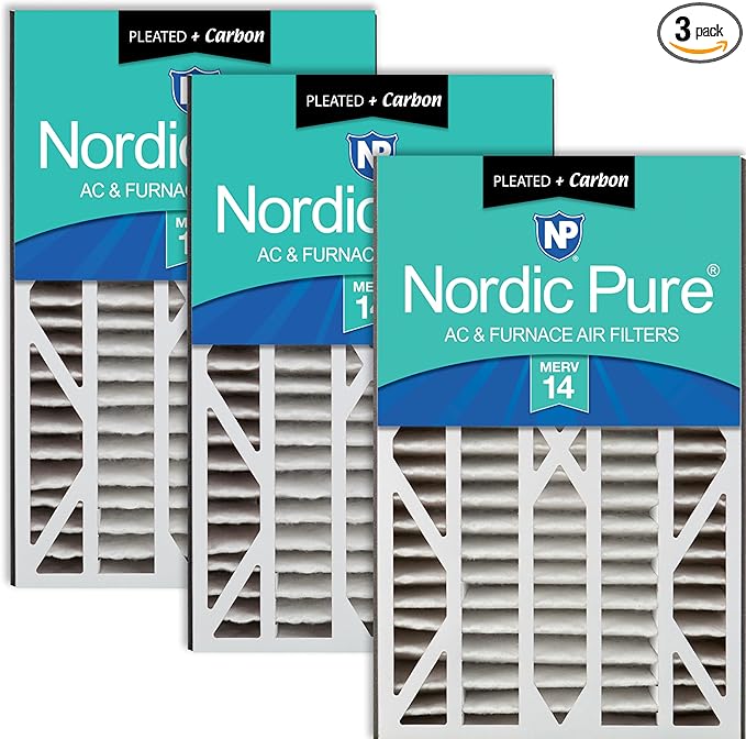 Nordic Pure 16x25x3 (Actual Size: 15 13/16 x 24 5/16 x 3) MERV 14 Plus Carbon Trion Air Bear Cub Replacement Air Filters 3 Pack