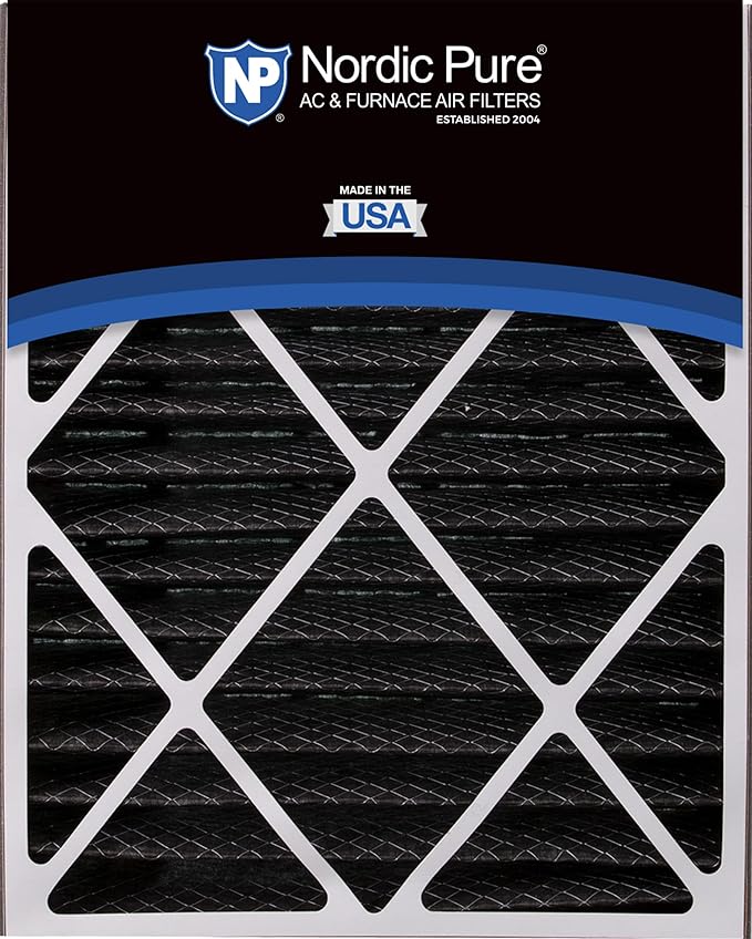 Nordic Pure 20x25x5 (Actual Size: 19 3/4 x 24 1/4 x 4 7/8) Air Bear Air Filter Replacement MERV 12 Pleated + Carbon 1 Pack