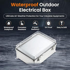 QILIPSU Waterproof Junction Box IP67 Outdoor Plastic Electrical Project Enclosure Weatherproof with Inner Door, Mounting Plate, Wall Brackets, Hinged Clear Cover 14.6"x10.6"x5.9" CC-D