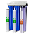 iSpring Whole House Water Filter System, Highly Reduces up to 99% Chlorine, Sediment, Taste, Odor, 3-Stage Water Filtration System w/Clear 1st-Stage Housing, Model: WCB32C, 3/4" Inlet/Outlet