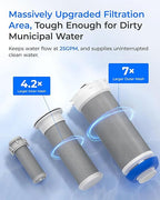 Waterdrop Mega Spin Down Sediment Filter, Upgraded Reusable Backwash Whole House Water Filter System for City/Well Water, 50 Micron+100 Micron, 1" MNPT + 3/4“FNPT, BPA Free