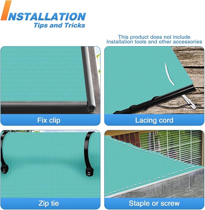TANG Sun Shade Fabric Roll 8'x33' Shade Cloth for Garden Turquoise Green HDPE Mesh Shading Pergola Cover Replacement Canopy, 95% Blockage Sunshades for Outdoor Patio Backyard Plant