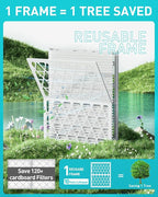 14x24x1 Refillable Air Filter Kit, MERV 8, 1 Reusable Foldable Frame ＆ 6 Refills, Fits Most AC HVAC Furnace Devices, Actual Size 13.75x23.75x0.75in