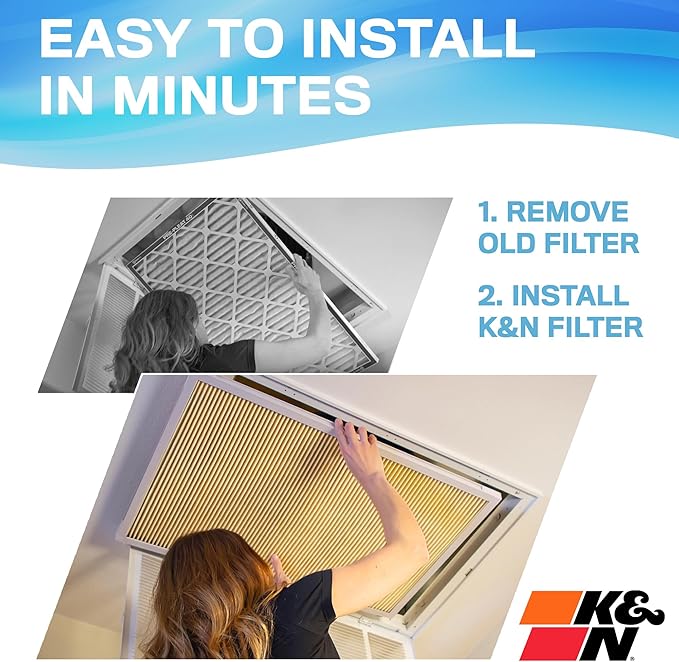 K&N 14x24x1 HVAC Furnace Air Filter, Lasts a Lifetime, Washable, Merv 11, the Last HVAC Filter You Will Ever Buy, Breathe Safely at Home or in the Office, HVC-11424