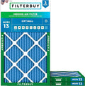 Filterbuy 14x22x1 Air Filter MERV 13 Optimal Smoke & Allergy Defense (3-Pack), Electrostatic Pleated HVAC AC Furnace Filters Replacement, Made in USA (Actual Size: 13.50 x 21.50 x 0.75)