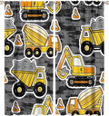 Kids Construction Excavator Window Curtains, Yellow Excavator Transporter Truck Cartoon Vehicles Rod Pocket Decorative Window Curtain for Children Teens Room 52x84in (30% Blackout)