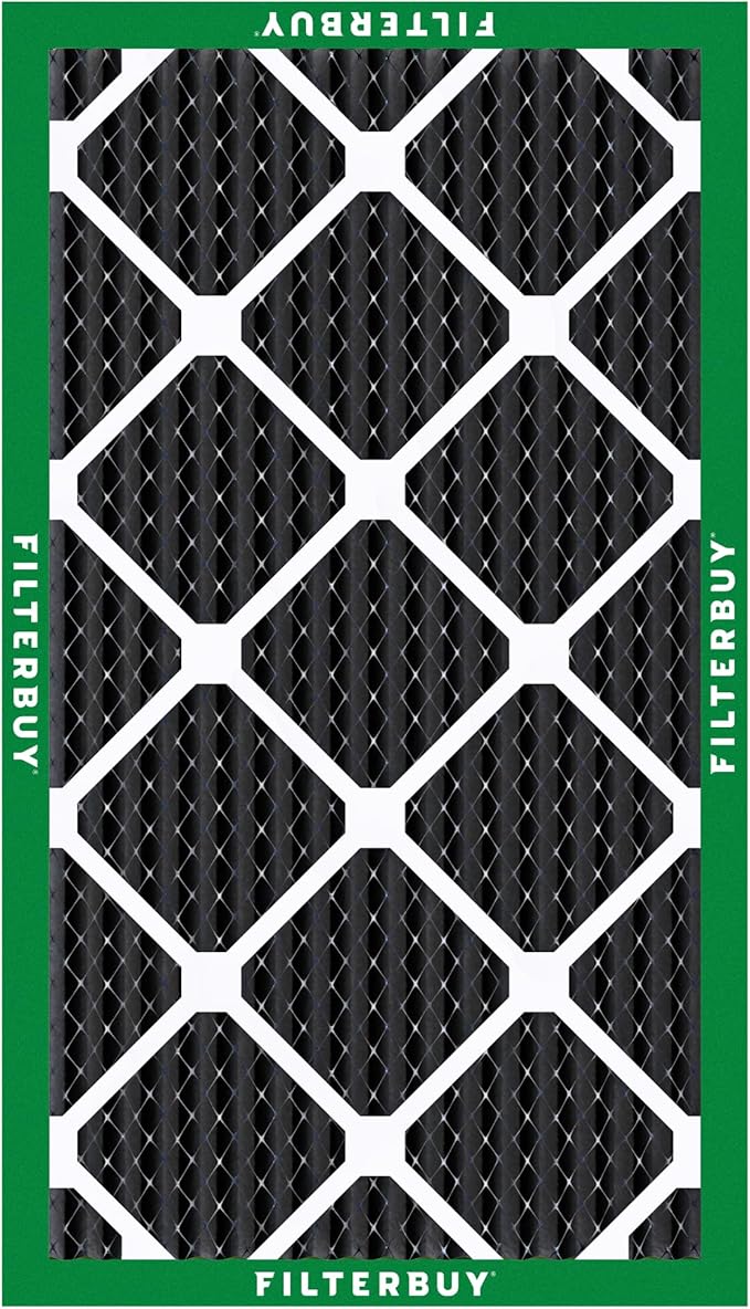 Filterbuy 16x25x1 Air Filter MERV 10 Odor & Allergy Defense with Activated Carbon (3-Pack), Electrostatic Pleated HVAC AC Furnace Filters Replacement, Made in USA (Actual Size: 15.50 x 24.50 x 0.75)