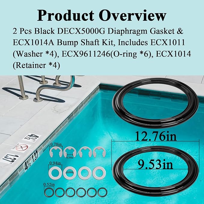 2 Pcs Diaphragm Gasket, Fits Hayward Perflex DECX5000G,EC40AC,EC50,EC50C,EC50A,EC50AC Series Extended DE Filter,W/ECX1014A Bump Shaft Kit ECX1011 ECX9611246 ECX1014,Part NO. HAY-051-1507,EC-50C,EC-40C