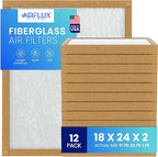Fiberglass Air Filter -18x24x2Air Filter 12 Pack - Non Pleated 18"x24"x2", AC Filters for Home, Fiberglass, HVAC filters, Heater, Furnace Catcher for Dust - 1 YEAR SUPPLY
