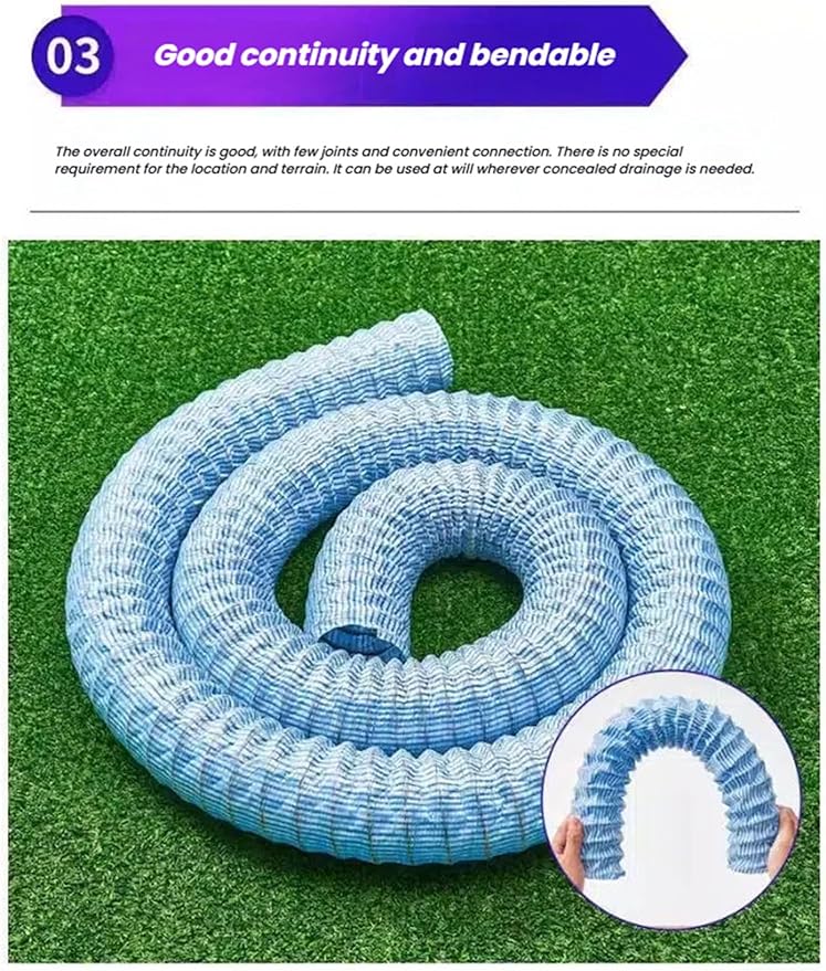 French Drain Pipe，Flexible Underground Drainage Tube,Soft Infiltration Pipe,\U200b DIY Construction Site(8cm/3.1in 36ft)