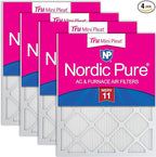 Nordic Pure 16x16x1 (Actual Size: 15 3/4 x 15 3/4 x 3/4) Tru Mini Pleat MERV 11 AC Furnace Air Filters – 2.5X More Media for Extended Durability & Superior Filtration - 4 Pack
