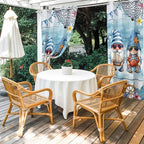 Ocean Gnome Outdoor Curtains for Patio Summer Marine Plumeria Shell Wood Blue Waterproof Outside Curtains with Grommet Top Weatherproof Curtain for Cabana Pergola Gazebo, 2 Pack, 54" W x 95" L
