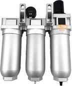 1" NPT SUPER DUTY Industrial Grade Filter Regulator Coalescing Desiccant Dryer System For Compressed Air Lines, Metal Bowls, Great For Paint Spray And Plasma Cutter (AUTO DRAIN)