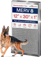 12x30x1 Electrostatic Air Filter, MERV 8, Washable, Reusable Furnace AC/HVAC Filter, Energy Saving, Easy to Clean, Long-Lasting by LifeSupplyUSA
