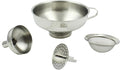 Zoie + Chloe 3-in-1 Stainless Steel Funnel Set - Kitchen Funnels with Detachable Fine Mesh Filter & Strainer for Filtering Herbs, Food Bits - Durable Stainless Steel - Ease to Use, Dishwasher Safe