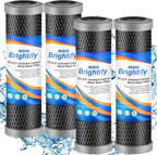 Brightify 10"x2.5" 5 Micron Carbon Water Filter, Whole House Carbon CTO Water Filter Cartridge Replacement Fits Culligan D-10A, P5-D, DuPont WFPFC8002, SCWH-5, GE FXWTC, Whirlpool WHCF-WHWC, 4 Pack