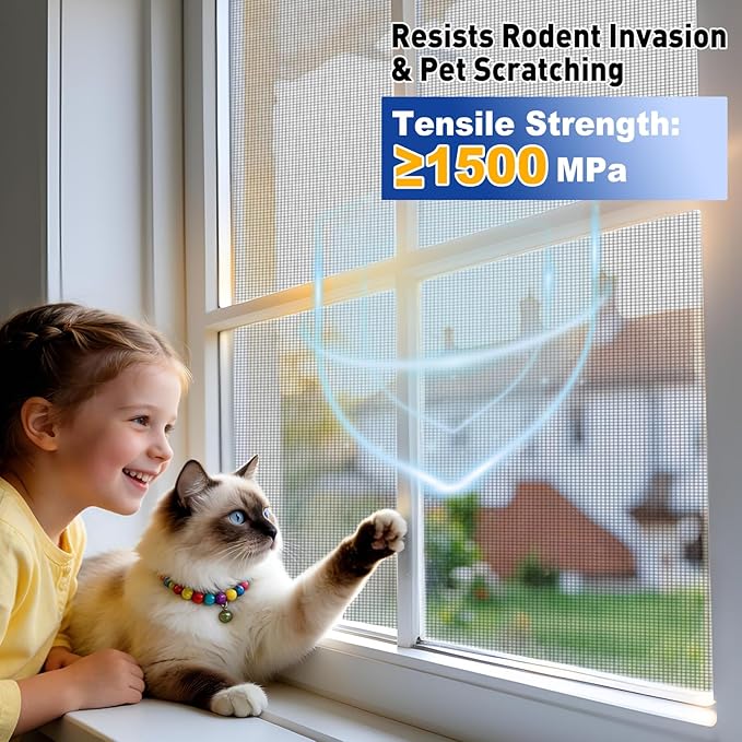 MAGZO 304 Stainless Steel Mesh Screen Roll 35in x 16.4ft - 22 Mesh Pet Proof Metal Window Screen Replacement, Screen Door Mesh for Patio,Porch,Pet,Cage,Vent Cover,Filter,Gutter Guard,Rodent Protection