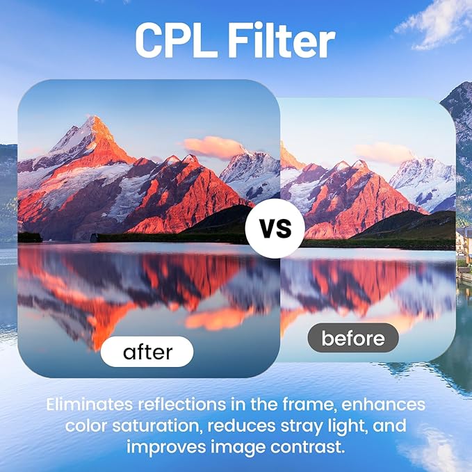 3 Piece UV-CPL-FLD Camera Filters Set, 72mm Multi-Coated Universal Lens Filter Kit UV Blocking + Circular Polarizing + FLD Fluorescent Filter with Protective Storage Case