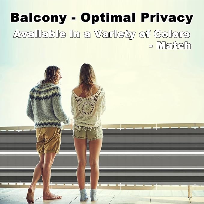 Privacy Screen 2.5' x 23' UV Protection Weather-Resistant Privacy Screen for Fence, Included Cable Ties Customized Size for Apartment Patio, Wall Garden, Balcony Garden, Black White Stripes