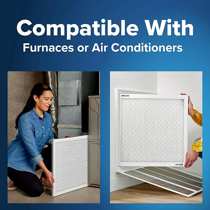 Filtrete 12x12x1 Air Filter, MPR 300, MERV 5, Clean Living Basic Dust 3-Month Pleated 1-Inch Air Filters, 6 Filters