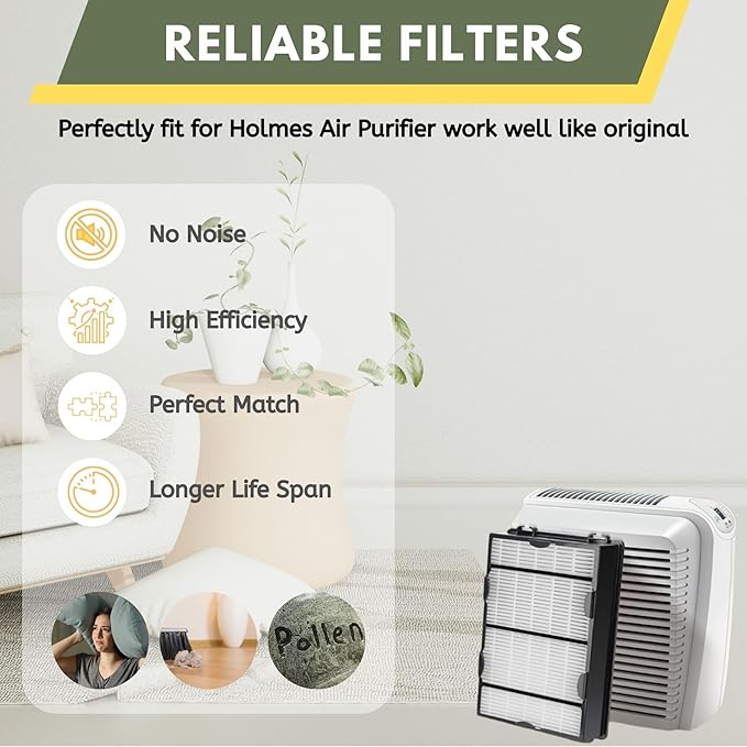 Nispira True HEPA (2) + Carbon Pre Filter Replacement (4) Compatible with Holmes Air Purifier HAPF600 HAPF600D HAPF600D-U2 Filter B
