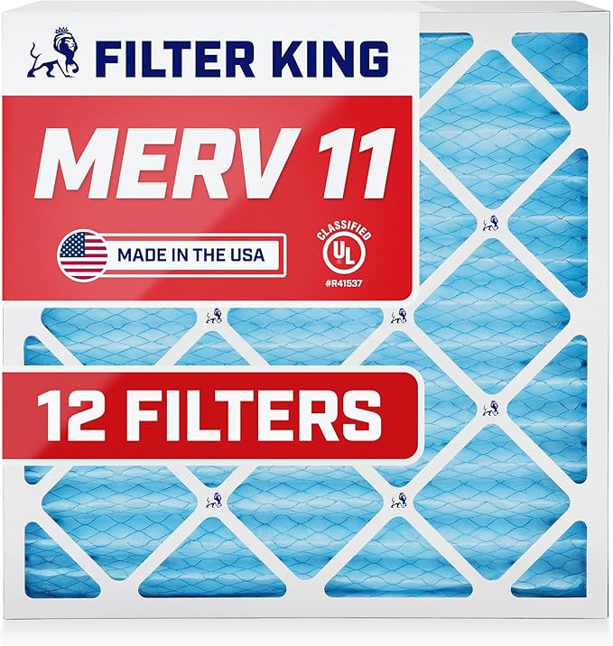 Filter King 22.25x25x1 Air Filter | 12-PACK | MERV 11 HVAC Pleated A/C Furnace Filters | MADE IN USA | Actual Size: 22.25 x 25 x .75"