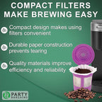 PARTY BARGAINS 300 Compact White Coffee Filter Liners – Disposable, Compatible with Keurig Brewers & K-Cup Reusable Pods, Single-Serve Paper Filters
