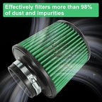 Cold Air Intake Filter High Performance Washable Filter Clamp-On Replacement Air Filter Flange Diameter 3inch/76mm Green