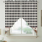 Swag Curtain Valances for Kitchen Windows,Farm Wooden House Black Buffalo Plaid Short Rod Pocket Window Valance,Western Star Swag Topper for Bedroom Living Room,2 Panels 36x36in