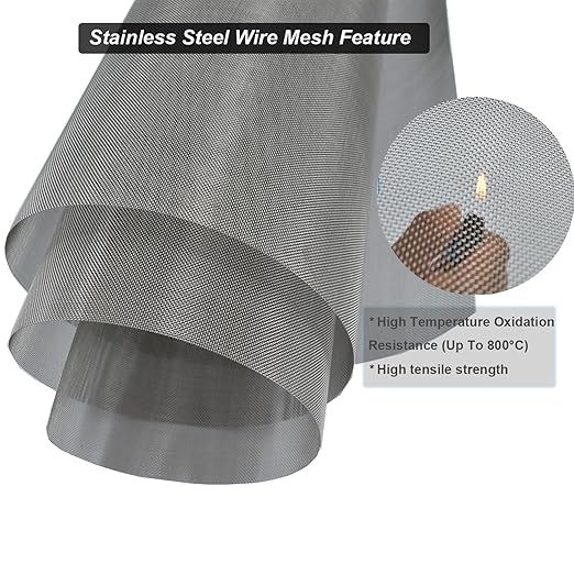 Stainless Steel Mesh Screen, 20Mesh, 15.7"x47.2" (40x120cm), Woven Fine Wire Mesh, Easy to Cut for Air Vent, Cage, Garden, Window Screen and DIY Projects