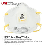 3M Particulate Respirator 8210V with Cool Flow Valve, Pack of 80, NIOSH APPROVED, Disposable, Smoke, Grinding, Sanding, Sawing, Sweeping, Woodworking, Dust