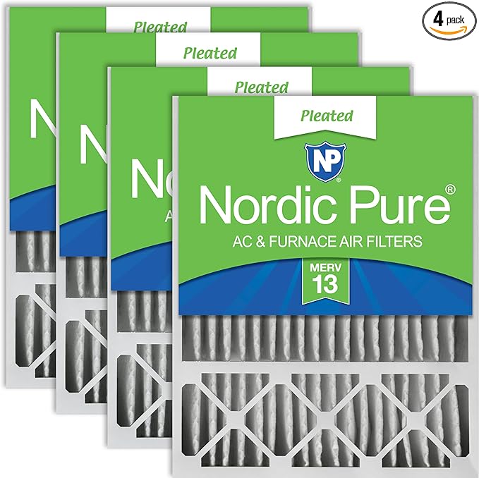 Nordic Pure 20x25x5 (Actual Size: 19 7/8 x 24 7/8 x 4 3/8) Honeywell/Lennox Replacement MERV 13 Air Filters 4 Pack