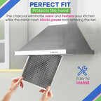 Stove Hood Vent Filter 10.5" x 8.8" 41F 97007696 Fit's Nutone & Broan Range Hood Filter Replacement for Ductless Exhaust Fan - Mesh Screen Filters Grease & Carbon Freshens Kitchen Oven Air (1-Pack)