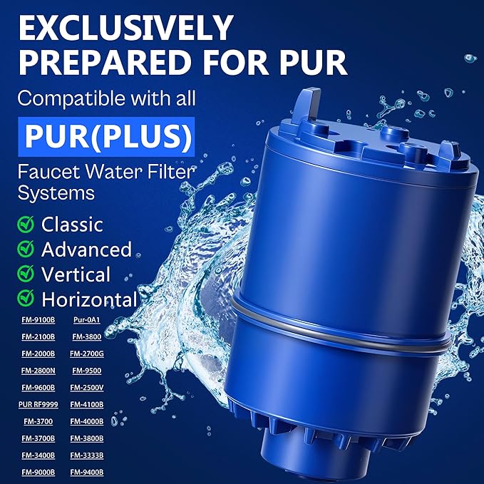 Faucet Water Filter Replacement for Pur and PUR PLUS Mounted Water Filter System RF-9999 RF-3375 FM-2500V FM-3700 FM-3400B etc| Ensure Clean Tap Water 6 Pack by TOMOON