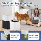 2 Pack 211+ Replacement Filter Compatible with Blue Pure 211+ and 211+ Auto Air Purifier, 2-Stage Filtration System of H13 True Filter & Activated Carbon Filter