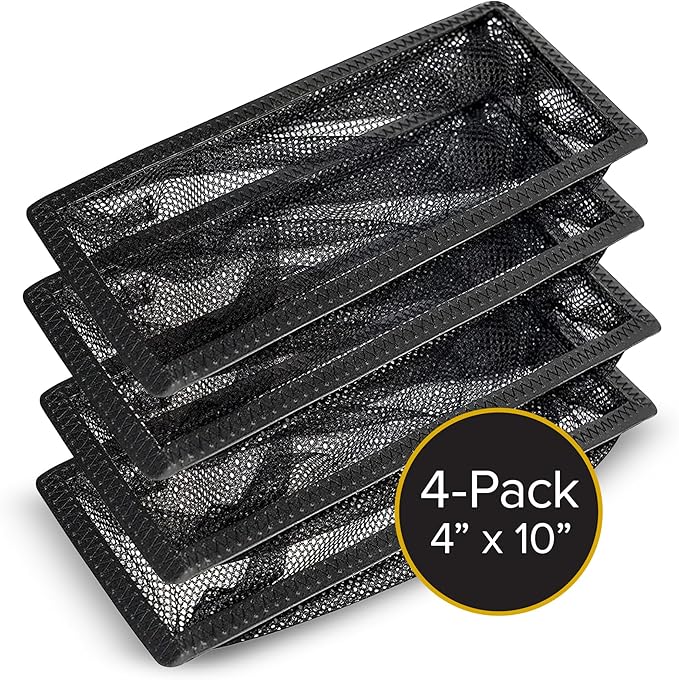 HAAK - Floor Vent Cover Trap, Durable Screen That Attaches Easily to Vent Covers for Home Floor, 4-Pack Air Vent Filters for Trapping Debris, Easy to Install and Remove, 4 x 10 inches Each