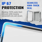 Outdoor Electrical Junction Box | IP67 Waterproof | Resistant ABS Material with Clear UV Coating Cover | Weatherproof Box for Outdoor, Garden, Deck, Patio